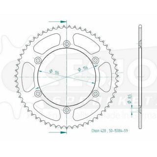 Kettenrad ALU 59Z  |  428 SI , 51-15084-59  YAMAHA / YZ 65 / YZ 65 / 2017 / OFFROAD / MX , 51-15084-59
