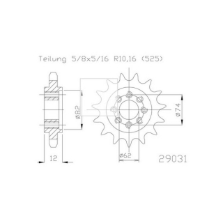 Ritzel 50 - 29031 - 22, 22Z - 525, , 721183  FANTIC / XXF 250 / XXF 250 / 2025 / OFFROAD / MX , 721183