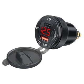 USB-A 3.0-Adapter + USB-C-PD | LED rot | schwarz , 349037  KTM / 250 SX-F / 250 SX-F / 2021 / OFFROAD / MX , 349037