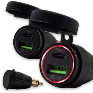USB-A 3.0-Adapter + USB-C-PD | LED rot | schwarz , 349039  KTM / 250 SX-F / 250 SX-F / 2015 / OFFROAD / MX , 349039