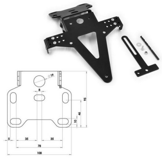 Kennzeichenhalter | UNIVERSAL | Typ 4 | schwarz , 390004  HONDA / CRF 250 R (ME10) / CRF 250 R / 2014 / OFFROAD / MX , 390004