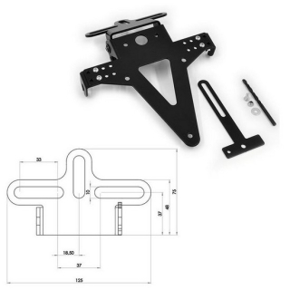 Kennzeichenhalter | UNIVERSAL | Typ 6 | schwarz , 390006  HONDA / CRF 250 R (ME12) / CRF 250 R / 2018 / OFFROAD / MX , 390006