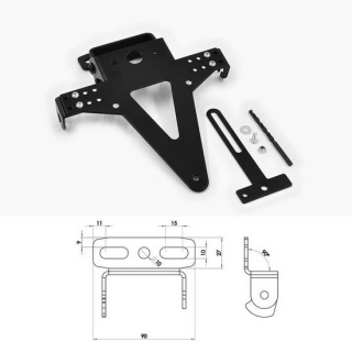 Kennzeichenhalter | UNIVERSAL | Typ 7 | schwarz , 390007  HONDA / CRF 250 R (ME12) / CRF 250 R / 2020 / OFFROAD / MX , 390007