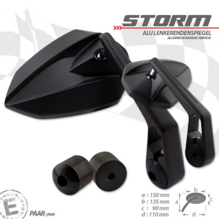 Lenkerendenspiegel "STORM" | schwarz | M6 Uni , 282639-M6  KTM / 300 EXC SIX DAYS / 300 EXC / 2003 / OFFROAD / ENDURO , 282639-M6