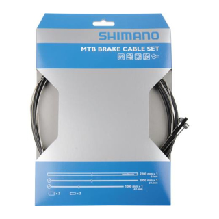 SHIMANO 1 Set Schwarz Bremszug-Set Zug 1x 1.000 mm/1x 2.050 mm, Hülle 1x 2.200 mm VR und Y-80098021