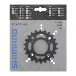 SHIMANO Kettenblätter ACERA FC-M361, 22 Zähne, 64 mm, Schwarz, Stahl Y-1KN98010