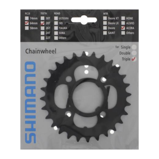 SHIMANO Kettenblätter ACERA FC-M361, 28 Zähne, 64 mm, Schwarz, Stahl Y-1KN98020