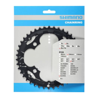 SHIMANO Kettenblätter ACERA FC-M361, 42 Zähne für KSR, 104 mm, Schwarz, Stahl Y-1KN98050