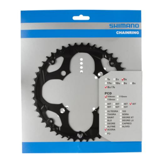 SHIMANO Kettenblätter ACERA FC-M361, 48 Zähne für KSR, 104 mm, Schwarz, Stahl Y-1KN98060