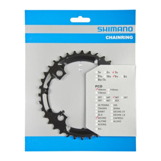 SHIMANO Kettenblätter DEORE FC-M590, 36 Zähne, 104 mm, Schwarz, Stahl Y-1LD98090