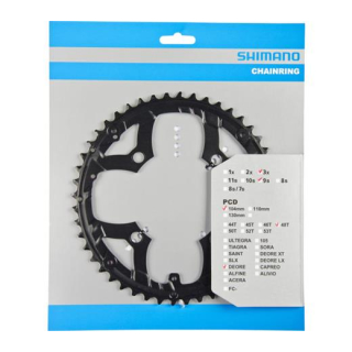 SHIMANO Kettenblätter DEORE FC-M590, 48 Zähne für KSR, 104 mm, Schwarz, Aluminium Y-1LD98160