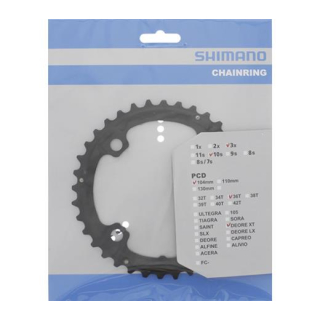 SHIMANO Kettenblätter DEORE XT Trekking FC-T780/FC-T781, 36 Zähne (AL), 104 mm, Schwarz, Y-1MP98020