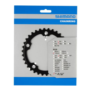 SHIMANO Kettenblätter FC-R565, 34 Zähne, 110 mm, Schwarz, Aluminium Y-1MT34010
