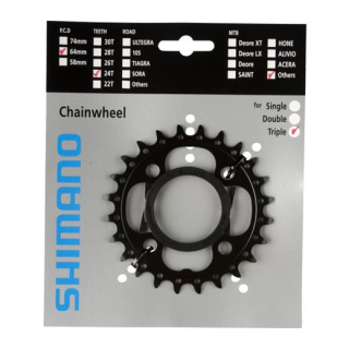 SHIMANO Kettenblätter DEORE FC-M522, 24 Zähne (AE), 64 mm, Schwarz, Stahl Y-1N098010