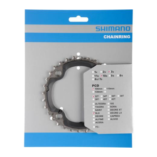 SHIMANO Kettenblätter SLX FC-M670, 32 Zähne (AE), 104 mm, Schwarz, Stahl/Glasfaserverbun Y-1N998050