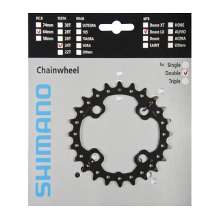 SHIMANO Kettenblätter SLX FC-M675, 24 Zähne (AM), 64 mm, Schwarz, Stahl Y-1NA24000