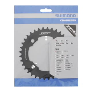 SHIMANO Kettenblätter ZEE FC-M640, 36 Zähne, 104 mm, Schwarz, Aluminium Y-1NG36000