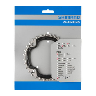 SHIMANO Kettenblätter Trekking FC-T521, 32 Zähne (AE), 104 mm, Schwarz, Stahl/Glasfaserv Y-1NL98010