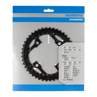 SHIMANO Kettenblätter Trekking FC-T521, 44 Zähne (AE) für KSR, 104 mm, Schwarz, Aluminiu Y-1NL98040