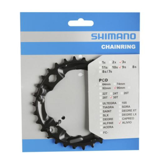 SHIMANO Kettenblätter FC-M4000/M4050, 30 Zähne, 96 mm, Schwarz, Stahl Y-1PL98040