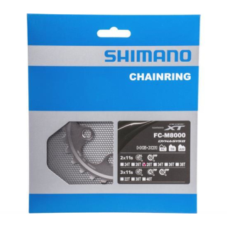 SHIMANO Kettenblätter DEORE XT FC-M8000 2-fach, 28 Zähne (BD) für 38-28 Zähne, Aluminium Y-1RL28000