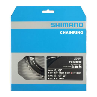 SHIMANO Kettenblätter DEORE XT FC-M8000 2-fach, 36 Zähne (BC) für 36-26 Zähne, Aluminium Y-1RL98080