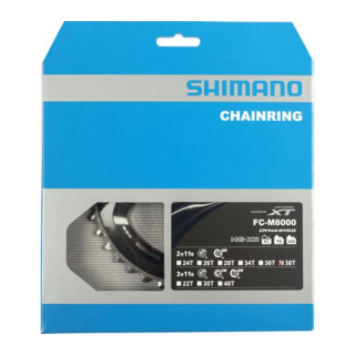 SHIMANO Kettenblätter DEORE XT FC-M8000 2-fach, 38 Zähne (BD) für 38-28 Zähne, Aluminium Y-1RL98090