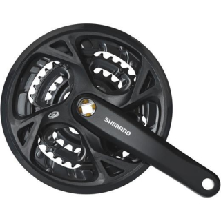 SHIMANO Kurbelgarnitur Trekking FC-M371 Vierkant 9-fach, 175 mm, 48-36-26 Z., Schwarz, 1 E-FCM371E866CL