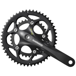 SHIMANO Kurbelgarnitur Road FC-R345 2x9 Kompakt170 mm50-34 Z.Schwarz113 mm (Kettenlinie E-FCR345C04XL