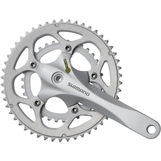SHIMANO Kurbelgarnitur Road FC-R345 2x9 Kompakt170 mm50-34 Z.Silber113 mm (Kettenlinie 4 E-FCR345C04XS