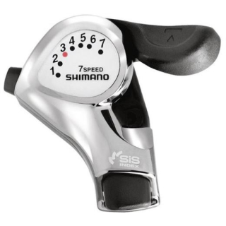 SHIMANO Daumenschalter TOURNEY SL-FT55, Rechts, 7-fach, Schelle, Silber/Schwarz, Inkl. Z E-SLFT55R7A