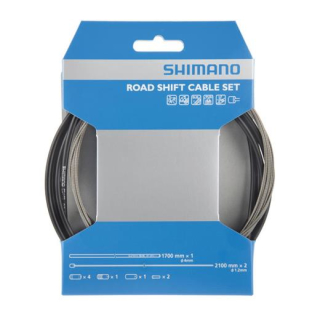 SHIMANO Schaltzug-Set Road Edelstahl, Edelstahl, 2x 2.100 mm, OT-SP41, 1.700 mm, Schwarz Y-60098022