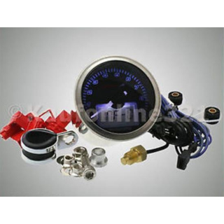 Koso BA554B13 Eclipse Style Drehzahlmesser Koso, schwarzes Display, blau beleuchtet, Anzeige 0-9000 U/min,