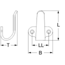 Haken Typ 2H Edelstahl gebürstet 30mm, LA2H20