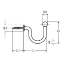 Edelstahlhaken TF 30mm 10-Stück-Packung, LATF30