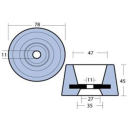 Wellenanode konisch Zink ca. 1000g Ø78mm, MA1050