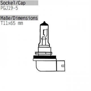 Hauptscheinwerferlampe 12V65W H9 PGJ19 5 Ø=11x65 mm E geprüft 039010