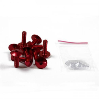 Innensechskant Alu Linsenkopfschrauben M6x20 elox rot 10 Stck + 10 Nylonscheiben 043174