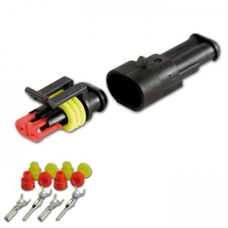 AMP Superseal Gehäuse Set 2 polig 0 75mm² 1 50mm² inkl. Kontakten + Einzeladerdichtungen rot gelb 043300 2