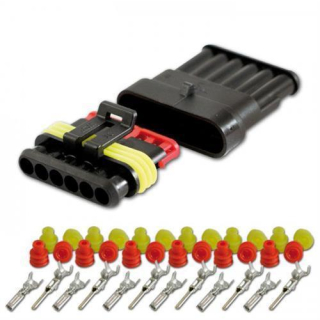 AMP Superseal Gehäuse Set 6 polig 0 75mm² 1 50mm² inkl. Kontakten + Einzeladerdichtungen rot gelb 043300 6