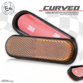 Gabelklebereflektor Curved gelb abgerundet Ø 50mm 90 x 24 x 8mm selbstklebend E geprüft 044151