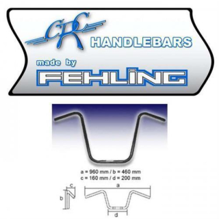 Lenker Ape Hanger AHHD 1 1 Zoll schw. Kerbe B: 96 cm x T: 16 cm x H: 46 x B Mitte: 20 cm 045271B