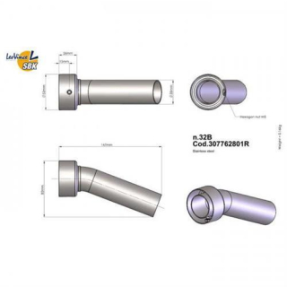 Auspuff LeoVince Leovince SBK DB eater Nr. 32B Code 307762801R Maße: Dämpfer Ø 52 mm Ausgang 35 mm L: 147 mm 130299
