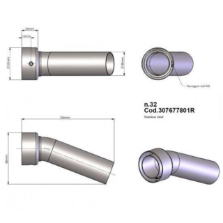 Auspuff LeoVince Leovince SBK DB eater Nr. 32 Code 307677801R Maße: Dämpfer Ø 52 mm Ausgang 38 mm L: 154 mm 130303