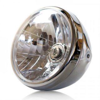 Scheinwerfer 7 Nevo Klarglas chrom H4 Prismenreflektor M8 seitlich E geprüft 271198