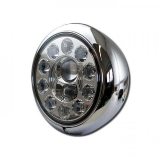 LED Scheinwerfer 7 HD Style chrom 10 LED s Reflektor chrom Befestigung unten M12 E geprüft 271200