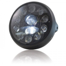 LED Scheinwerfer 7 British Style mattschwarz 10 LED s Reflektor schwarz M8 seitlich E gepr. 271201