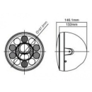 LED Scheinwerfer 7 British Style mattschwarz 10 LED s Reflektor schwarz M8 seitlich E gepr. 271201