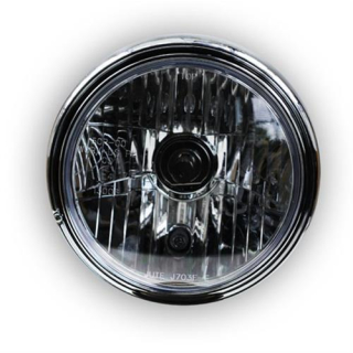 Scheinwerfer 7 LTD Style chrom H4 Klarglas Prismenreflektor seitliche Befestigung E geprüft 271214