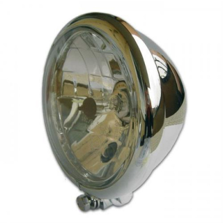Scheinwerfer 5 3 4 Bates Style chrom Klarglas H4 mit Standlicht untere Befestigung E geprüft 271295
